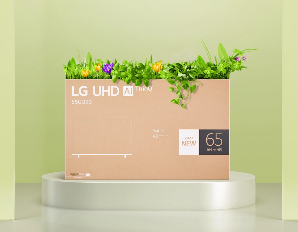 Embalagem LG UHD AI ThinQ reciclável