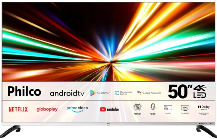 Top 10 - Smart TVs 50" com custo-benefício para comprar - Lista 2024 - Philco Fast Smart Android TV PTV50M8GAGCMBL | Smart TV 50″ UHD 4K