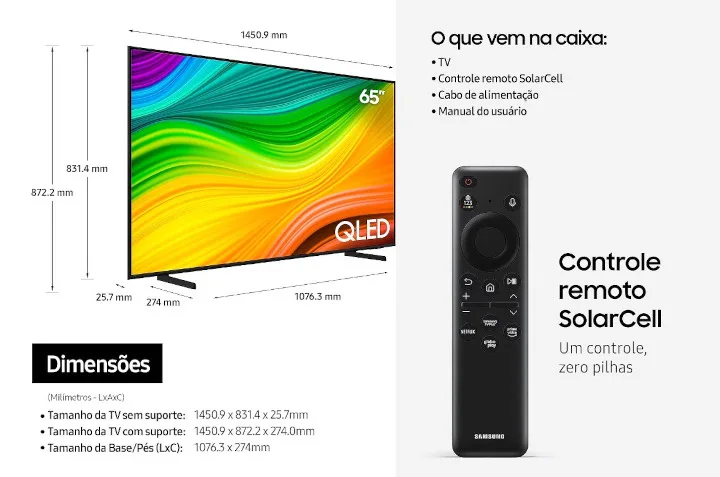 Smart TV Samsung QLED QN65Q60DAGXZD 2024