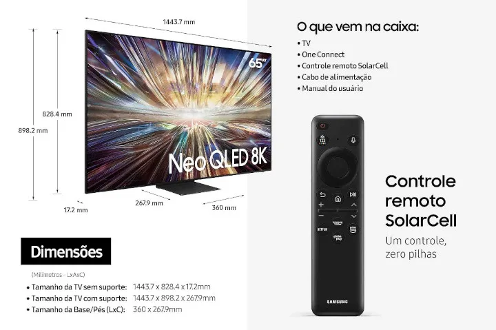 Smart TV Samsung Neo QLED 8K QN65QN800DGXZD 2024 AI TV