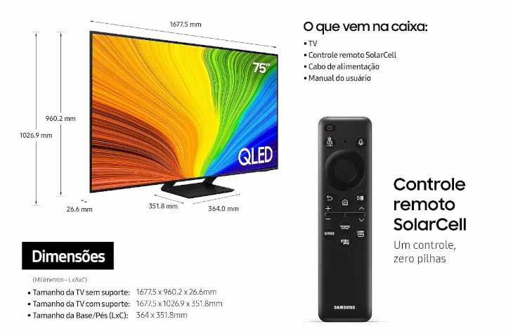 Smart TV Samsung QLED QN75Q70DAGXZD 2024