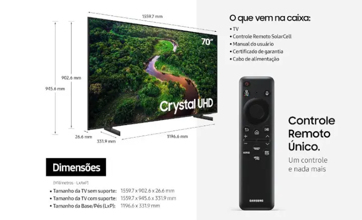Smart TV Samsung Crystal UHD UN70CU8000GXZD - Ficheiro Técnico