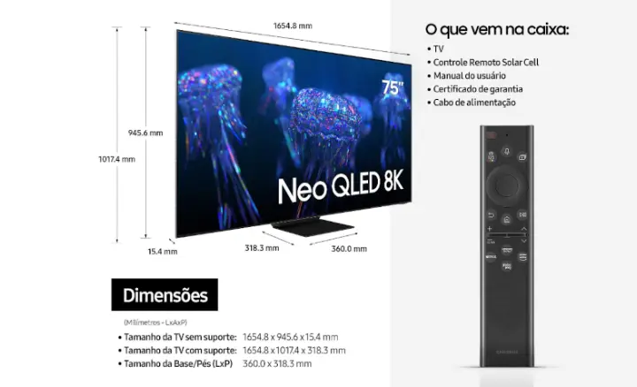 Smart TV Samsung Neo QLED 8K 2022 QN75QN800BGXZD - Ficheiro Técnico