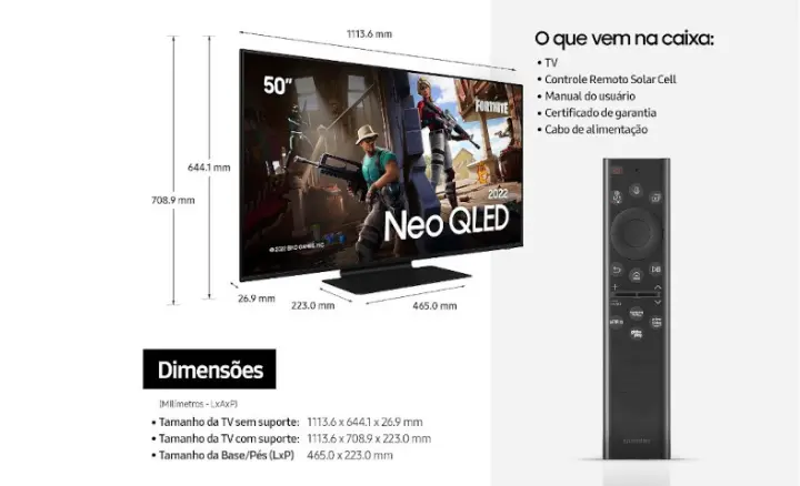 Smart TV Samsung Neo QLED 4K 2022 QN50QN90BAGXZD - Ficheiro Técnico