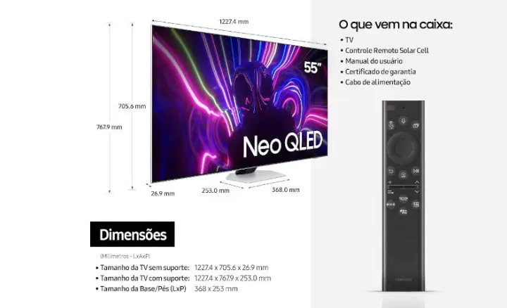 Smart TV Samsung Neo QLED 4K 2022 QN55QN85BAGXZD - Ficheiro Técnico
