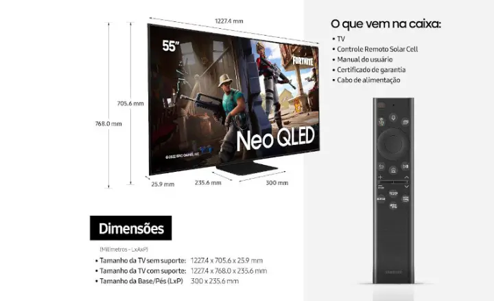Smart TV Samsung Neo QLED 4K 2022 QN55QN90BAGXZD - Ficheiro Técnico