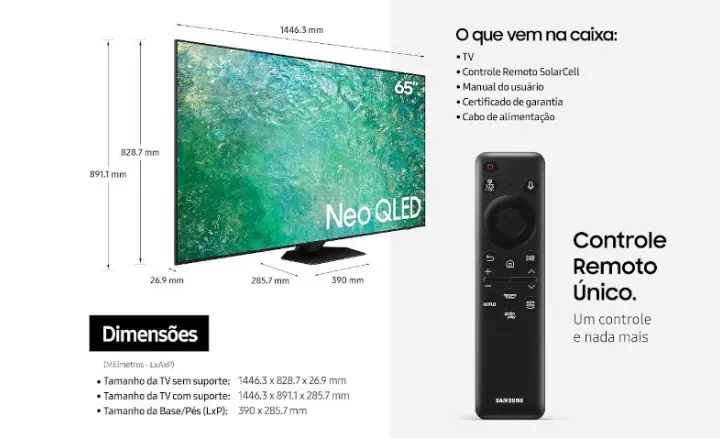 Smart TV Samsung Neo QLED 4K 2023 QN65QN85CAGXZD - Ficheiro Técnico
