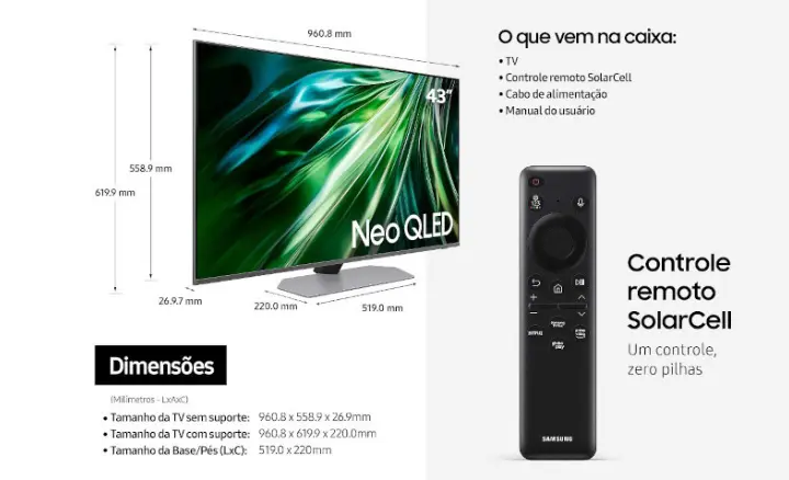 Smart TV Samsung Neo QLED 4K 2024 QN43QN90DBGXZD - Ficheiro Técnico