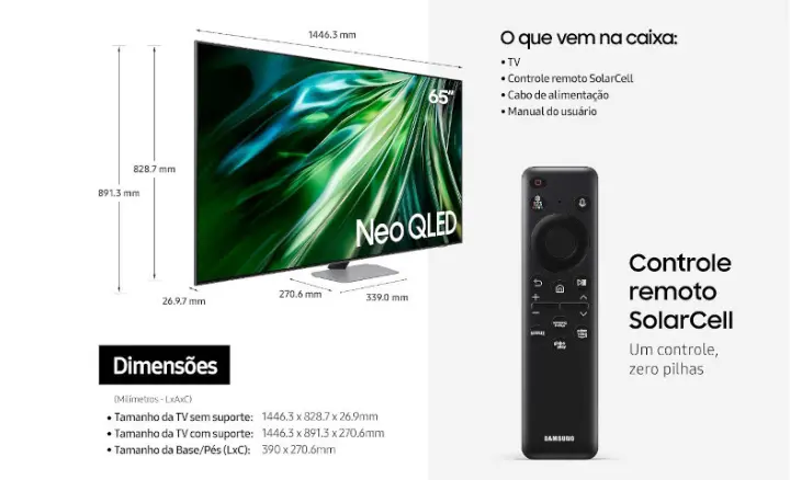 Smart TV Samsung Neo QLED 4K 2024 QN65QN90DBGXZD - Ficheiro Técnico