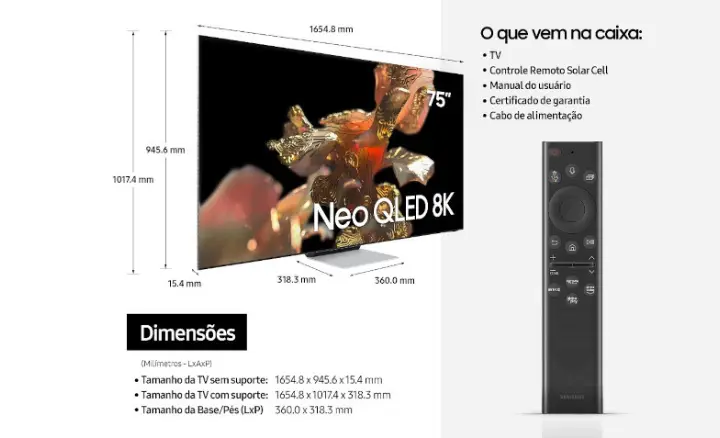 Smart TV Samsung Neo QLED 8K 2022 QN75QN900BGXZD - Ficheiro Técnico