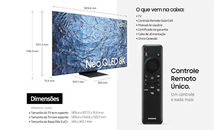 Smart TV Samsung Neo QLED 8K 2023 QN85QN900CGXZD - Ficheiro Técnico