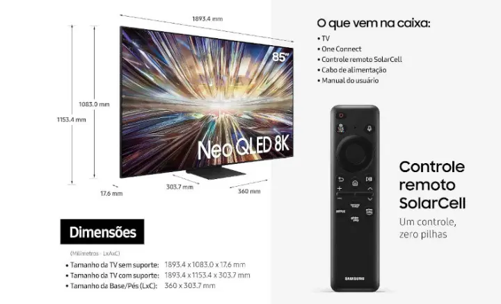 Smart TV Samsung Neo QLED 8K 2024 QN85QN800DGXZD - Ficheiro Técnico