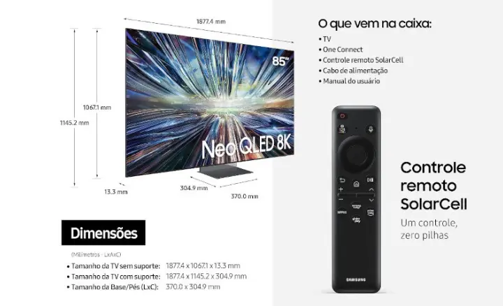 Smart TV Samsung Neo QLED 8K 2024 QN85QN900DGXZD - Ficheiro Técnico