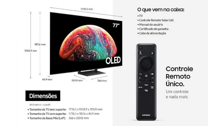 Smart TV Samsung OLED 2023 QN77S90CAGXZD - Ficheiro Técnico