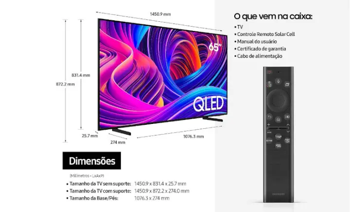 Smart TV Samsung QLED 2022 QN65Q60BAGXZD - Ficheiro Técnico