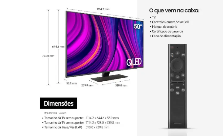 Smart TV Samsung QLED 2022 QN50Q80BAGXZD - Ficheiro Técnico
