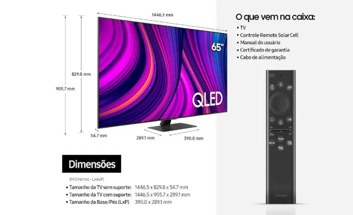 Smart TV Samsung QLED 2022 QN65Q80BAGXZD - Ficheiro Técnico