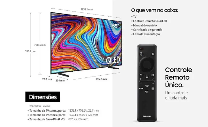 Smart TV Samsung QLED 2023 QN55Q60CAGXZD - Ficheiro Técnico