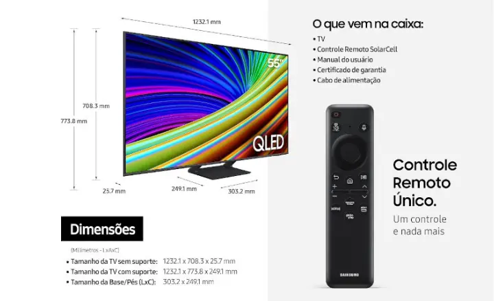 Smart TV Samsung QLED 2023 QN55Q65CAGXZD - Ficheiro Técnico