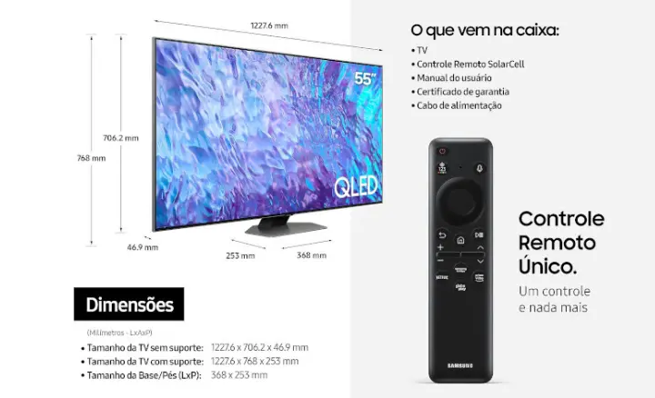 Smart TV Samsung QLED 2023 QN55Q80CAGXZD - Ficheiro Técnico