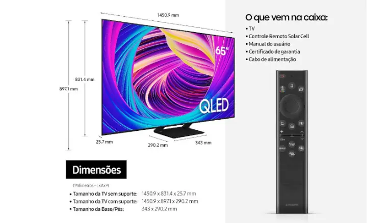 Smart TV Samsung QLED 2022 QN65Q65BAGXZD - Ficheiro Técnico