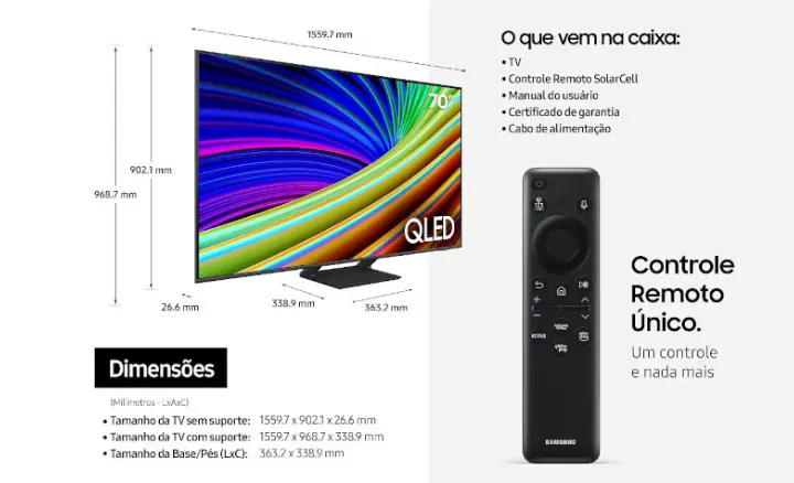 Smart TV Samsung QLED 2023 QN70Q65CAGXZD - Ficheiro Técnico