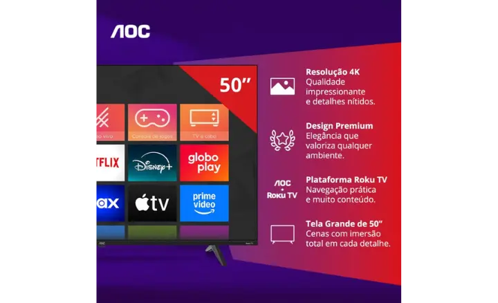 Smart TV AOC Roku TV 7045 50U7045/78G 2025 - Ficheiro Técnico