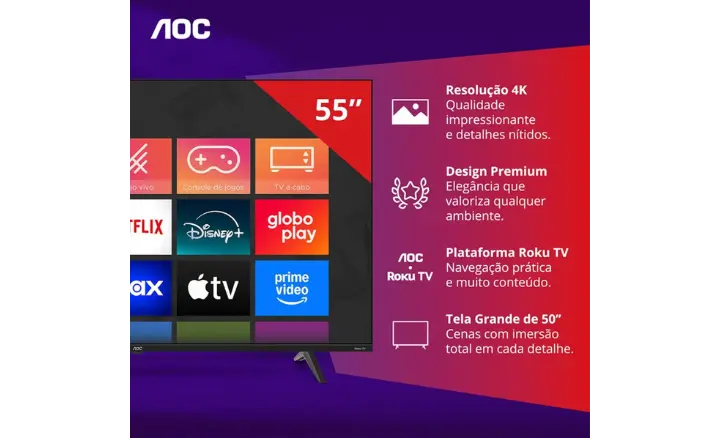Smart TV AOC Roku TV 7045 55U7045/78G 2025 - Ficheiro Técnico