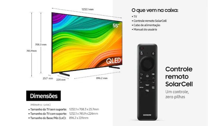 Smart TV Samsung QLED 2024 QN55Q60DAGXZD - Ficheiro Técnico
