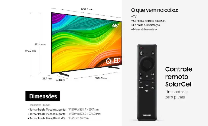 Smart TV Samsung QLED 2024 QN65Q60DAGXZD - Ficheiro Técnico