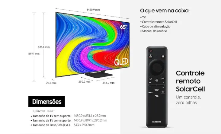 Smart TV Samsung QLED 2024 QN65Q65DAGXZD - Ficheiro Técnico