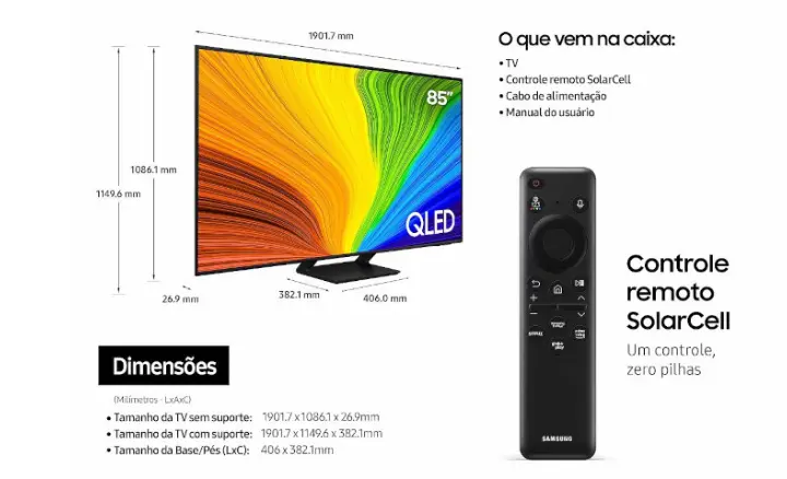 Smart TV Samsung QLED 2024 QN85Q70DAGXZD - Ficheiro Técnico