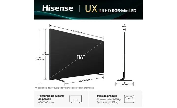 Smart TV AI TV Hisense ULED X MiniLED UX 116UX 2025