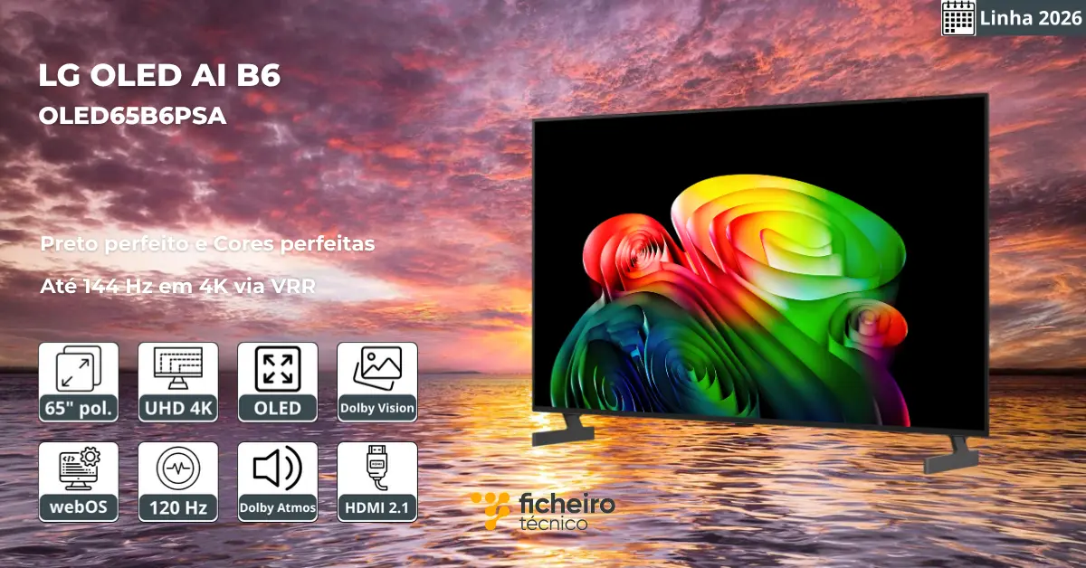 Smart TV LG OLED AI 2026 OLED65B6PSA - Ficheiro Técnico