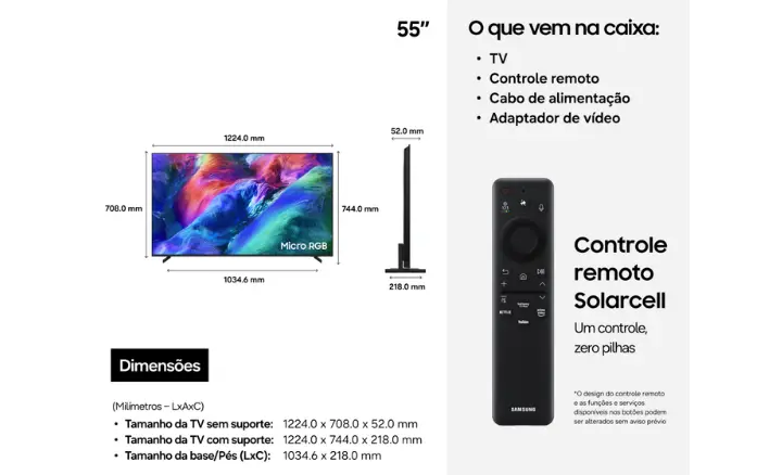 Smart TV Samsung Vision AI Micro RGB MRN55R85HAGXZD 2026 - Ficheiro Técnico
