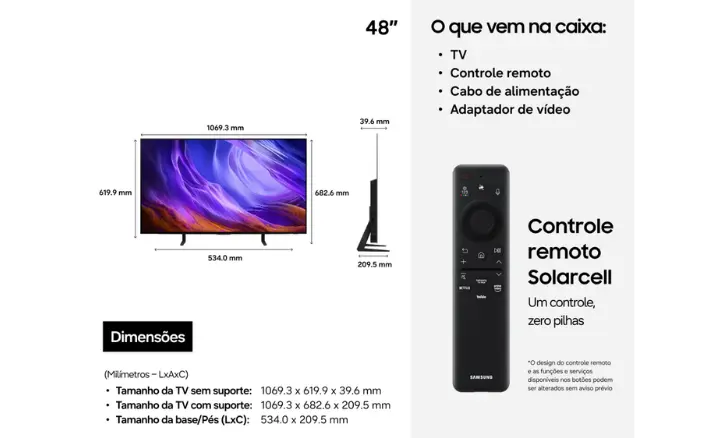 Smart TV Samsung Vision AI OLED QN48S85HAEXZD 2026 - Ficheiro Técnico