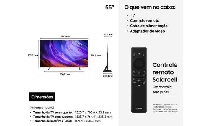 Smart TV Samsung Vision AI OLED QN55S85HAEXZD 2026 - Ficheiro Técnico